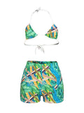 Three Piece Print Bikini & Short Swimsuits