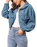 Corduroy Long Sleeve Crop Jackets