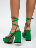 Buckle Open-Toe Platform Chunky Heels