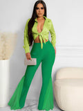 Mesh High Waist Flares Long Pants