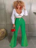 Mesh High Waist Flares Long Pants