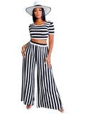 Two Piece Stripe Crop Top & Long Pant