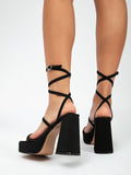 Buckle Open-Toe Platform Chunky Heels