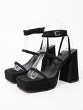 Buckle Open-Toe Platform Chunky Heels