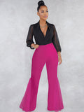 Mesh High Waist Flares Long Pants