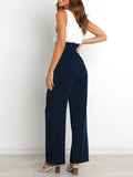 Solid Color With Belt Wide Leg Long Pants