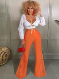 Mesh High Waist Flares Long Pants