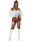 High Waisted Faux Leather Short Pants