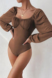 Ruched Balloon Sleeve Bodysuit