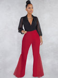 Mesh High Waist Flares Long Pants