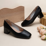 Square Toe Chunky Block Heel Shoes