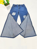 Denim Ripped Split Wide Leg Pants