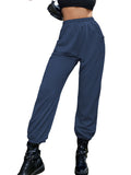 Elastic High Waist Casual Long Pants