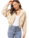 Corduroy Long Sleeve Crop Jackets