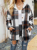 Plaid Button Down Hoodie Jackets