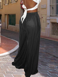 Bronzing Solid Wide Leg Pants