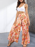 High Waist Floral Printed Wide Leg Pants