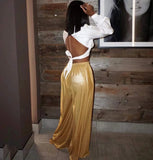 High Waist Glitter Wide Leg Pants