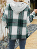 Plaid Button Down Hoodie Jackets