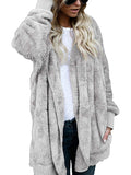 Hooded Cardigan Fluffy Fleece Coat Open Front Jacket