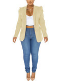 Long Puff Sleeve Open Front Blazer Jacket