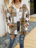 Plaid Button Down Hoodie Jackets