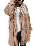 Hooded Cardigan Fluffy Fleece Coat Open Front Jacket