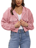 Corduroy Long Sleeve Crop Jackets