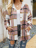 Plaid Button Down Hoodie Jackets