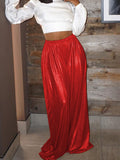 Bronzing Solid Wide Leg Pants