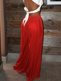 Bronzing Solid Wide Leg Pants