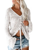 Long Sleeve Drawstring Knitted Cover Up