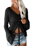 Long Sleeve Drawstring Knitted Cover Up