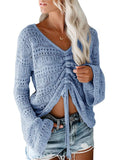 Long Sleeve Drawstring Knitted Cover Up