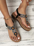 Folk-Custom Rhinestone Flip Flops