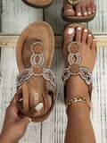 Folk-Custom Rhinestone Flip Flops