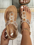 Folk-Custom Rhinestone Flip Flops