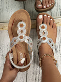 Folk-Custom Rhinestone Flip Flops