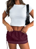 Drawstring Elastic Waist Ruched Mini Skirts