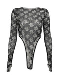 Femme Fatale Long Sleeve Extreme High Cut Thong Bodysuit