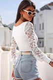 Lace Detail Scoop Neck Long Sleeve Bodysuit