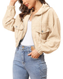 Corduroy Long Sleeve Crop Jackets